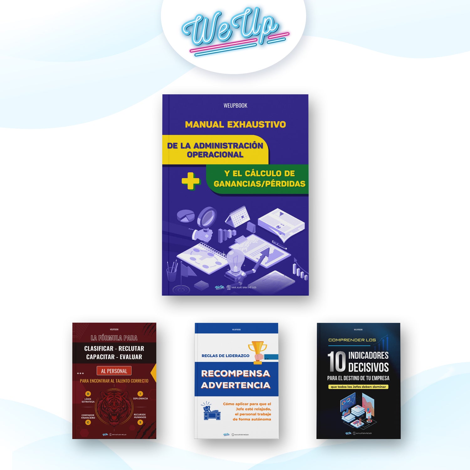 Combo 4: "Manual A-Z de operación y ganancias" + "Fórmula de reclutamiento y evaluación de personal" + "Reglas de liderazgo: recompensas y advertencias" + "10 indicadores que todo jefe debe controlar"